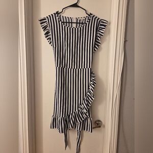 Stellah Navy and White Striped Dress Sz M